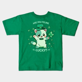 Are you Feline Lucky? Kids T-Shirt